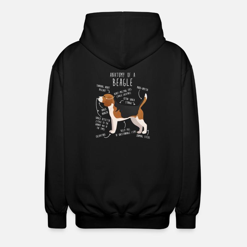 Anatomie du chien Rapetou - Veste à capuche unisexe - noir