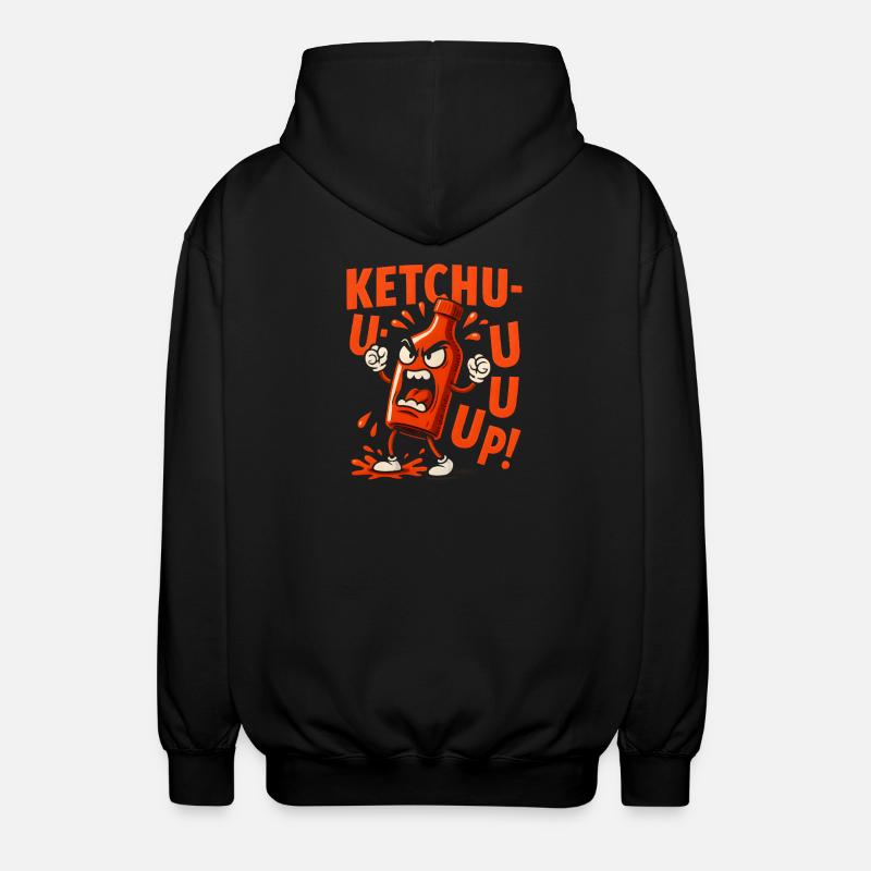 Angry Ketchup Bottle - Unisex Hooded Jacket - black