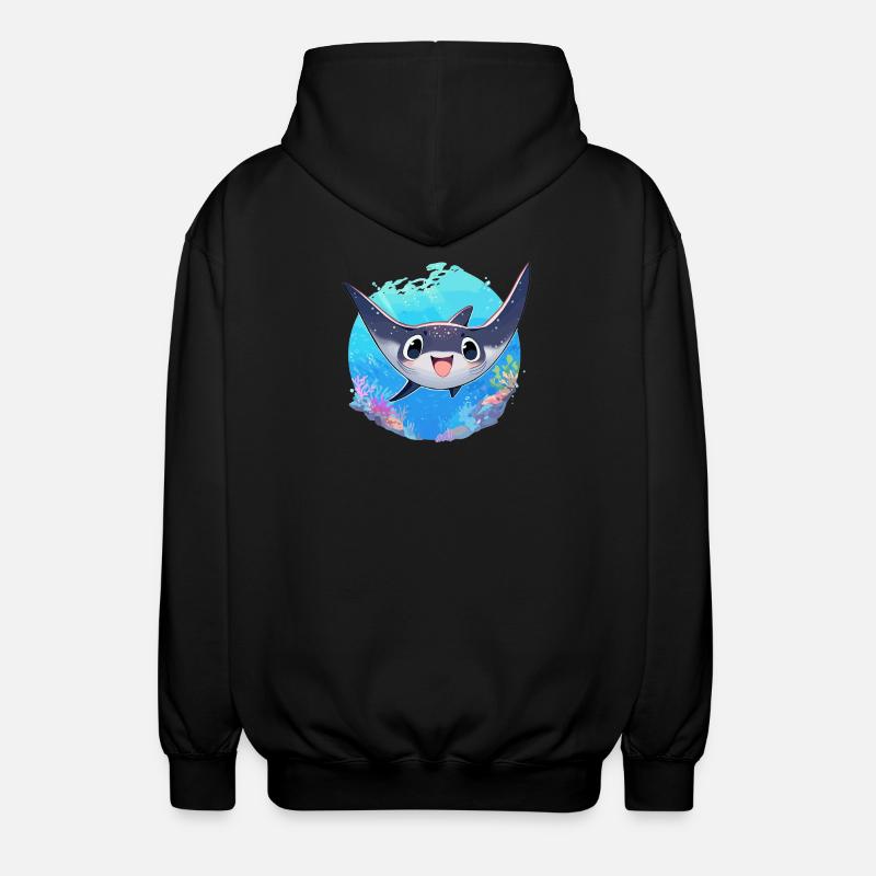 Rochen Mantarochen - Unisex Kapuzenjacke - Schwarz