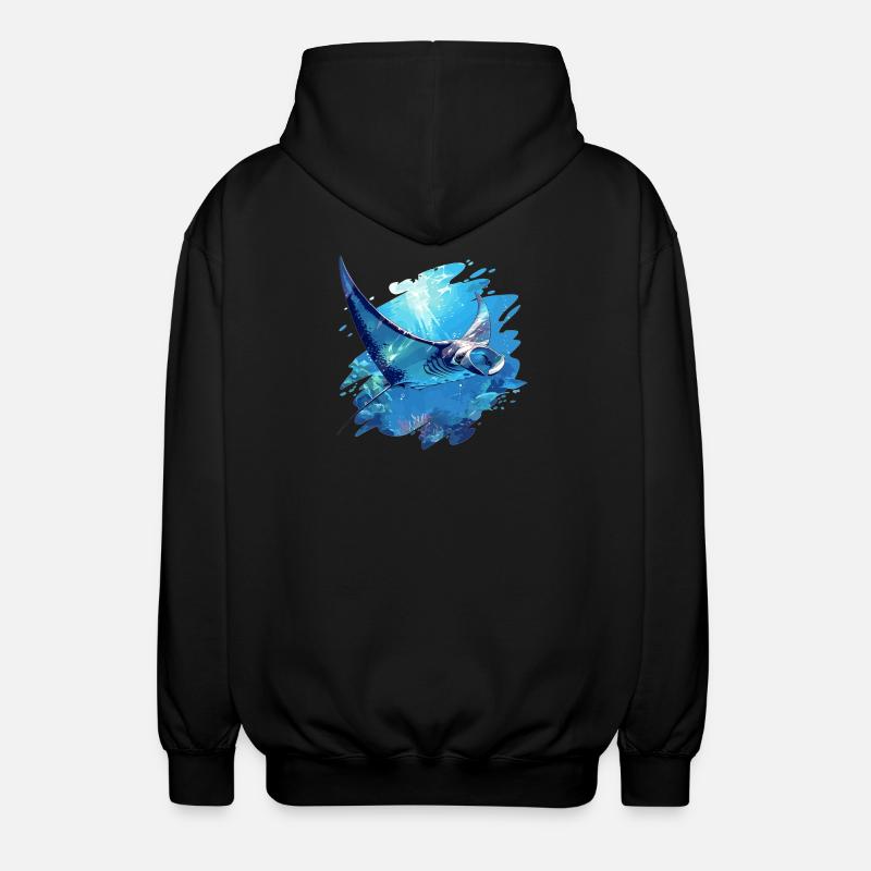 Rochen Mantarochen - Unisex Kapuzenjacke - Schwarz
