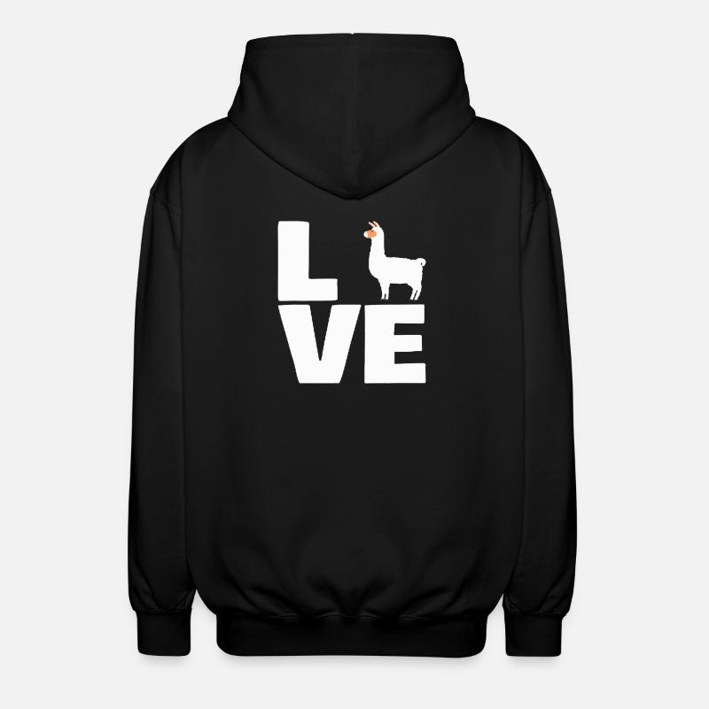 Llama LOVE - Unisex Hooded Jacket - black