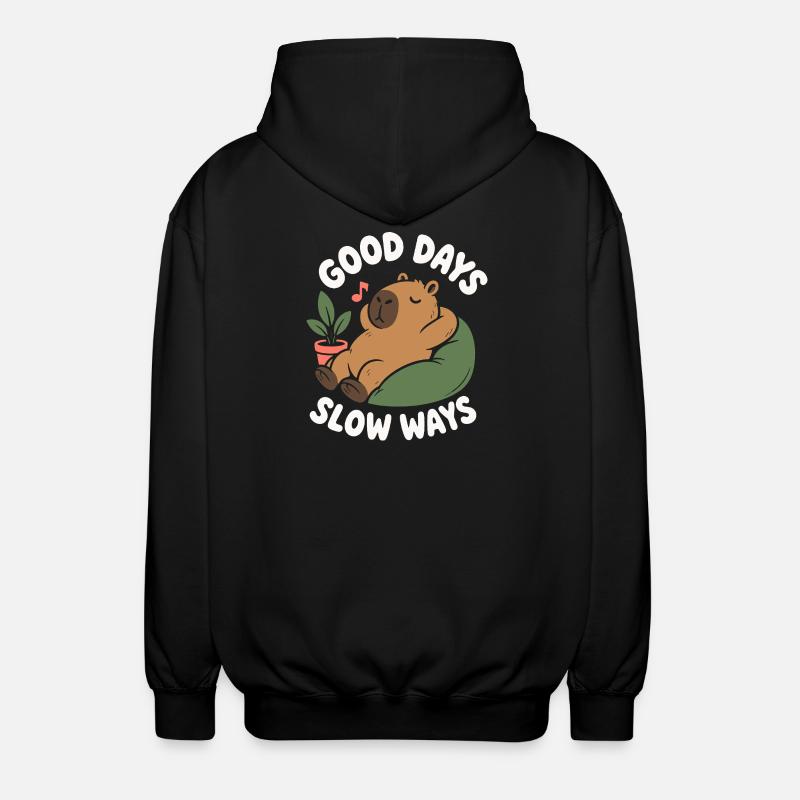 Good Days Slow Ways Capybara - Unisex Kapuzenjacke - Schwarz