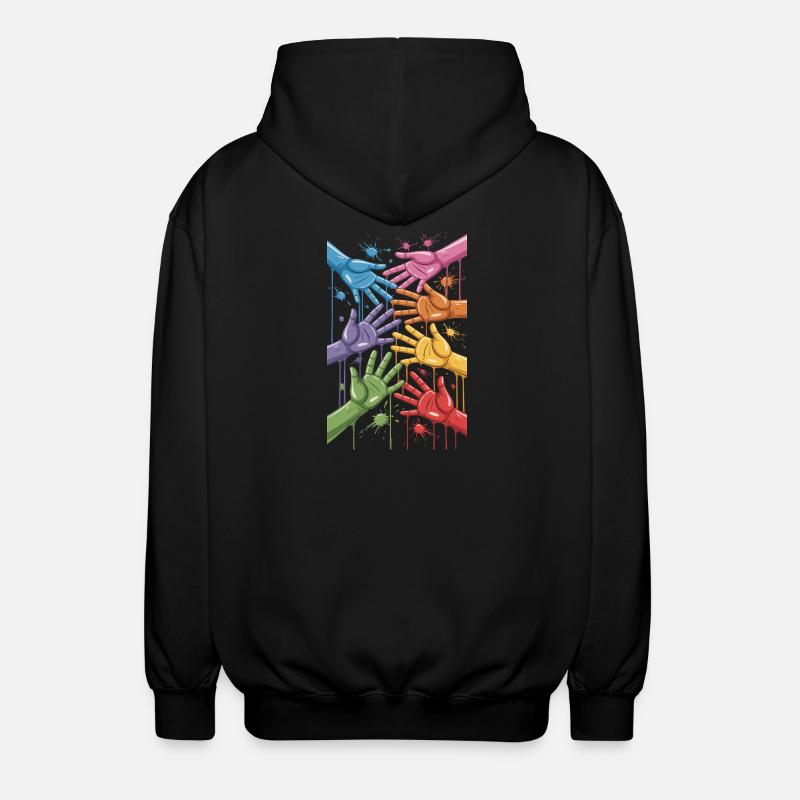 Bunte Hände Farbspritzer Kunst - Unisex Kapuzenjacke - Schwarz
