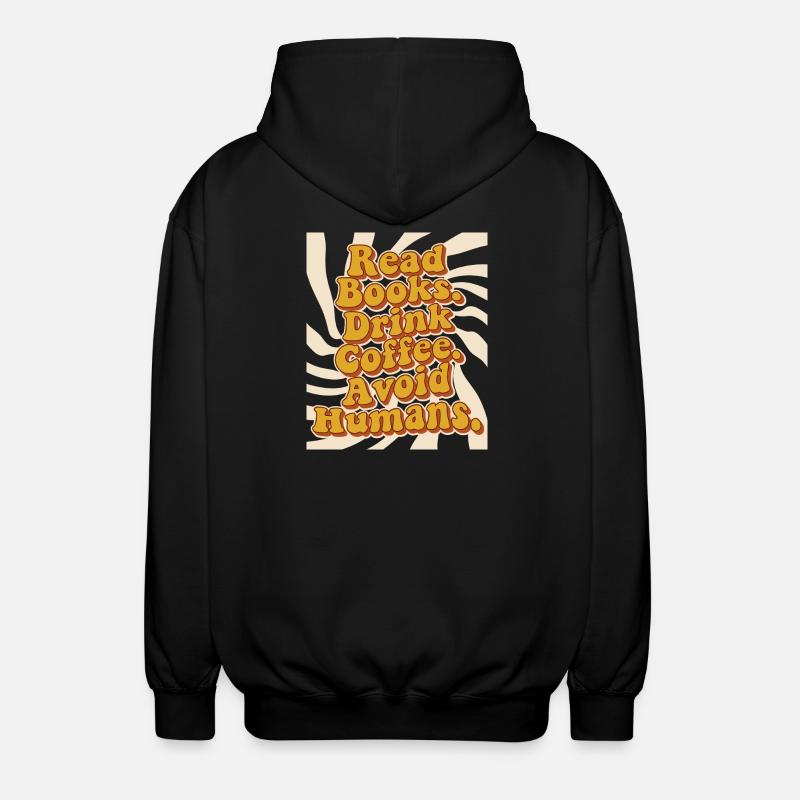 Introvertiert Leseratte Kaffee Bücher  - Unisex Kapuzenjacke - Schwarz