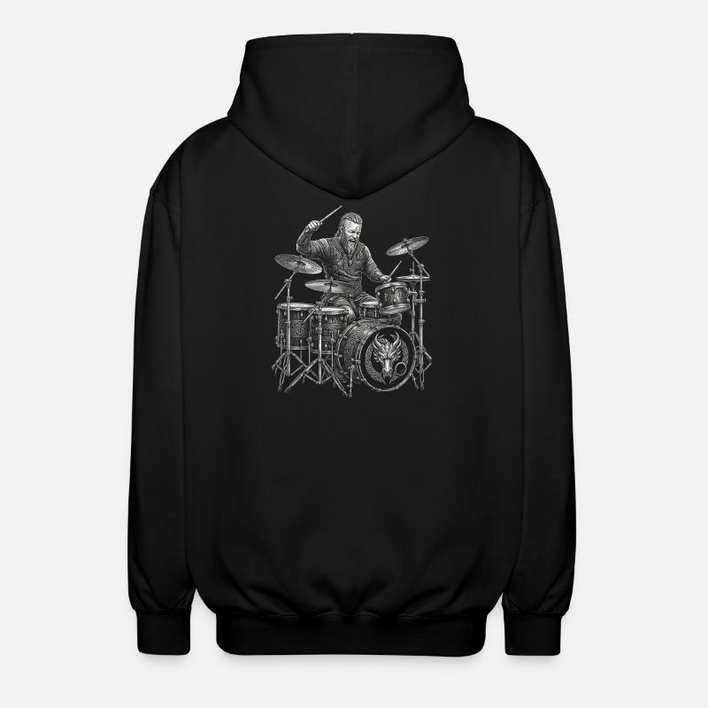 Ragnar Lodbrok plays drums - Unisex Hooded Jacket - black
