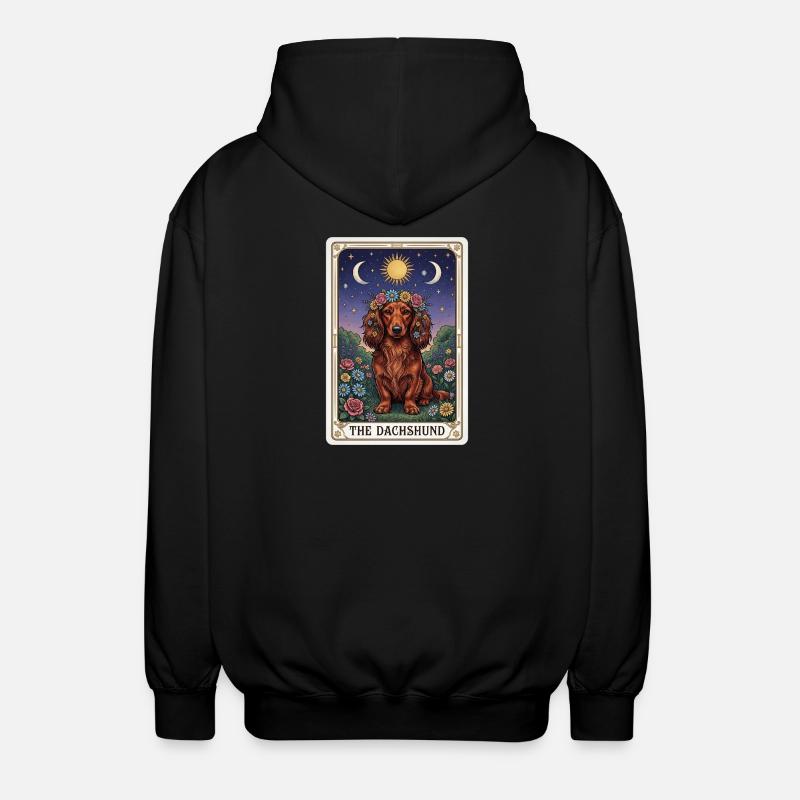 Dackel Tarotblumen Mondschein - Unisex Kapuzenjacke - Schwarz