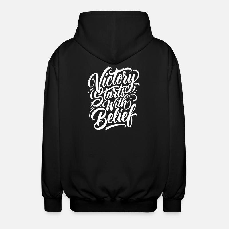 Der Sieg beginnt mit dem Glauben - Unisex Kapuzenjacke - Schwarz