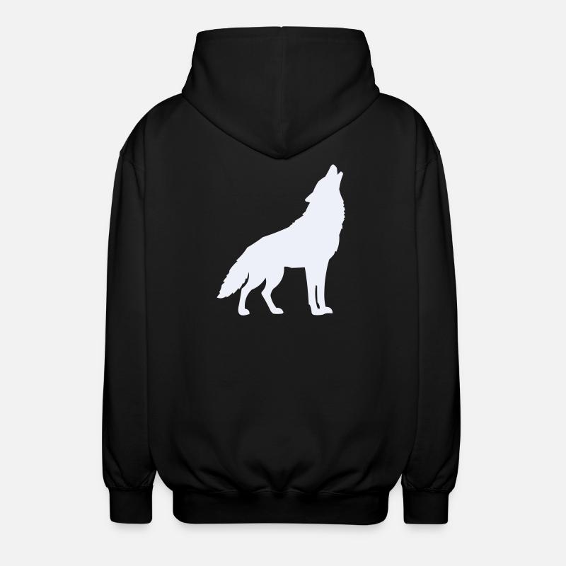Wolf Silhouette Moonlight - Unisex Hooded Jacket - black