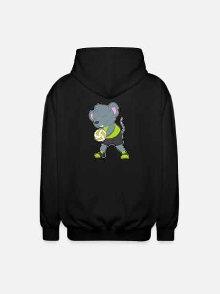 Mouse Volleyball Player Volleyball - Unisex Hooded Jacket - black