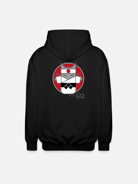 Judo Katze - Ippon - Unisex Kapuzenjacke - Schwarz