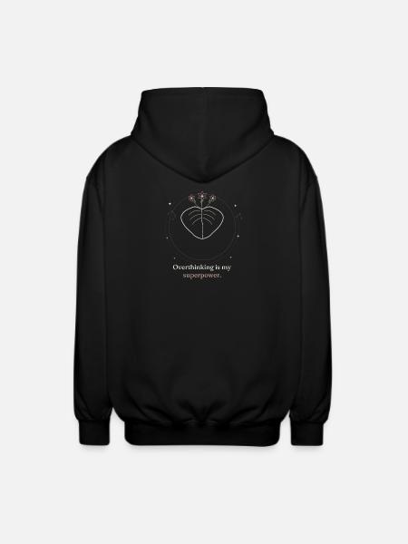 Funny Overthinking Superpower Mystical T-Shirt - Unisex Hooded Jacket - black