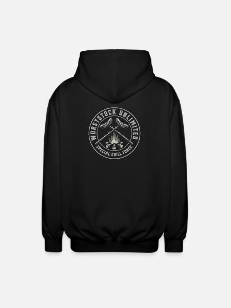 Grill à bâtonnets de saucisse - Veste à capuche unisexe - noir