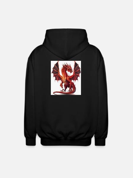 Feuerroter Drachen-Aquarell - Unisex Kapuzenjacke - Schwarz