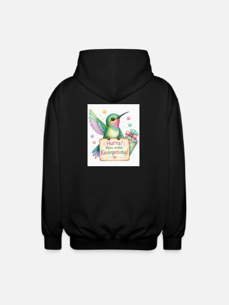 Hurra: Erster Kindergartenstart - Unisex Kapuzenjacke - Schwarz