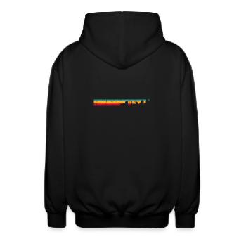 Regenbogen Skyline Silhouette - Unisex Kapuzenjacke - Schwarz - Hinten - AI Model Male 185 light (185cm)