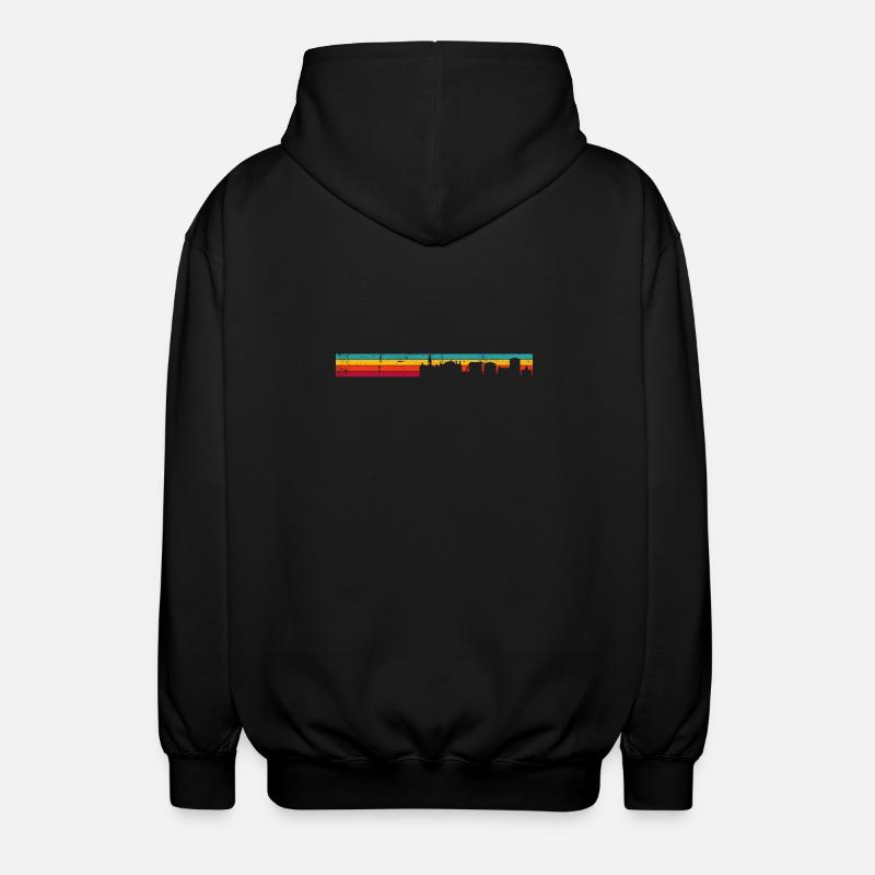 Sunset Skyline Gradient Silhouette - Unisex Hooded Jacket - black