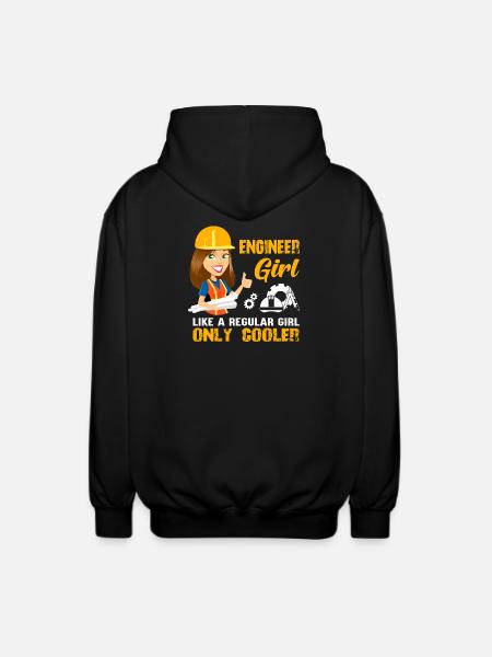Engineer Women Ladies Funny - Unisex Hooded Jacket - black