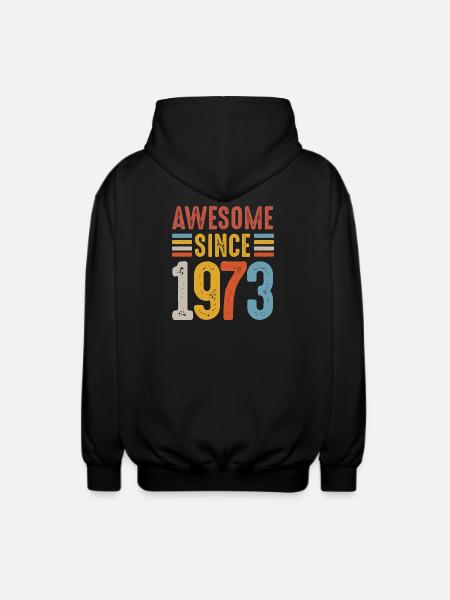 Awesome Since 1973 Retro Badge - Unisex Hooded Jacket - black