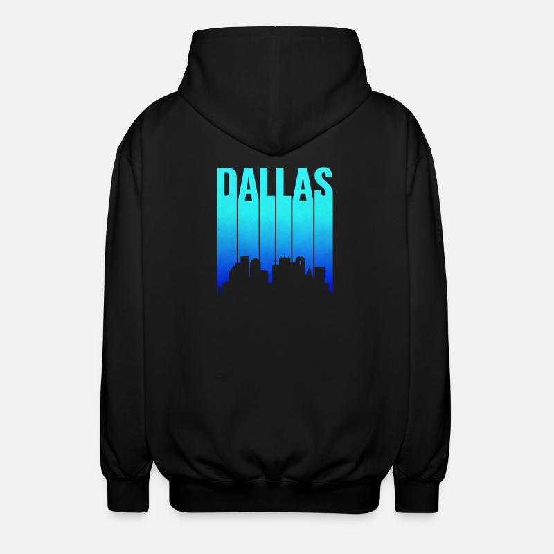 Dallas Skyline Gradient Typografie - Unisex Kapuzenjacke - Schwarz