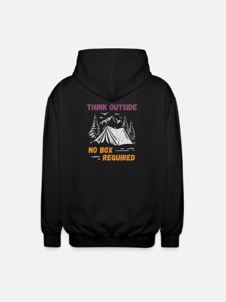 Camping, Hiking, Forest - Think Outside - Unisex Hooded Jacket - black