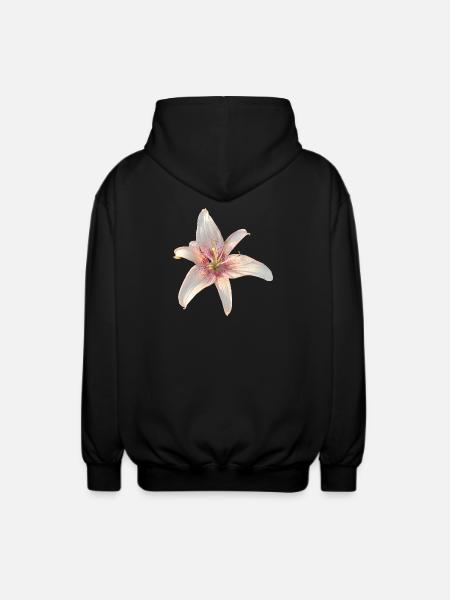 Lily Roses Blossoms - Unisex Hooded Jacket - black