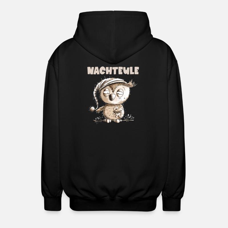 Drollige Nachteule Eule - Unisex Kapuzenjacke - Schwarz