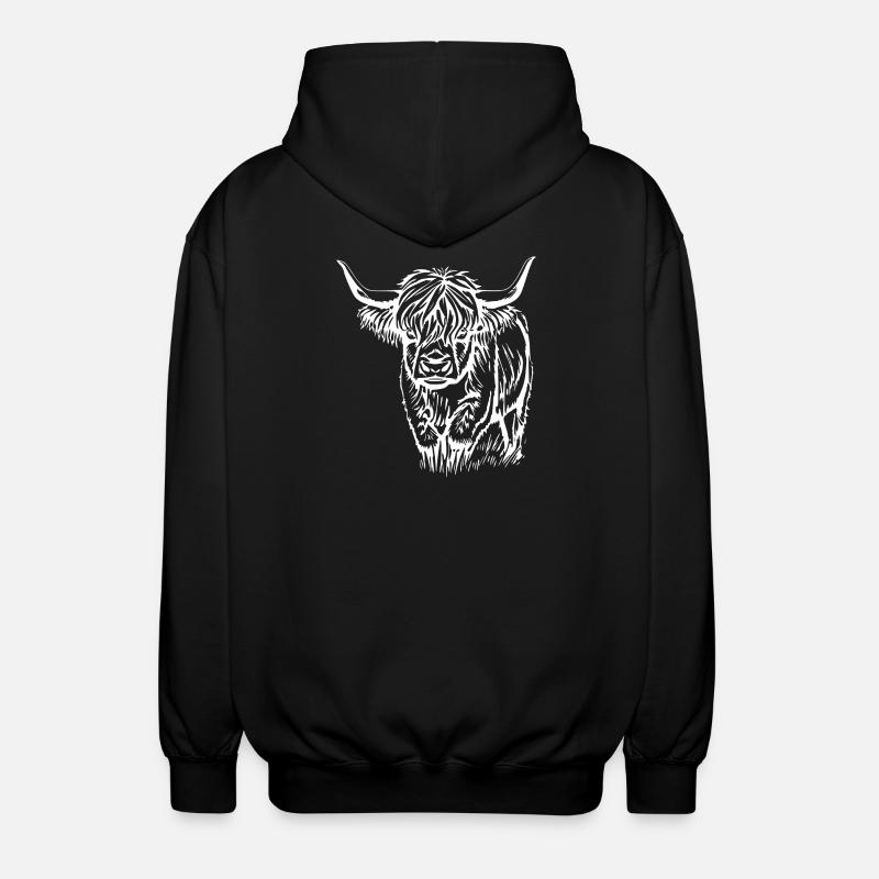 Schottisches Hochlandrind Geschenk - Unisex Kapuzenjacke - Schwarz