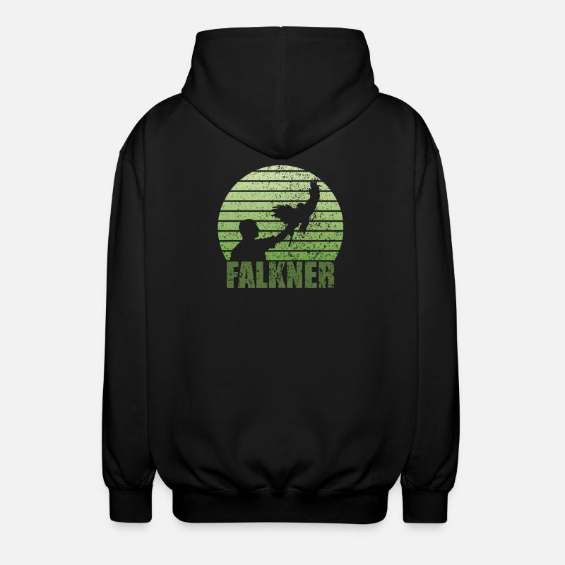 Falkner Grunge Style mit Greifvogel - Unisex Kapuzenjacke - Schwarz