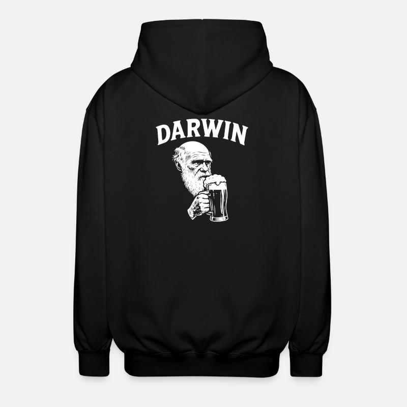Darwin trinkt Bier - Unisex Kapuzenjacke - Schwarz