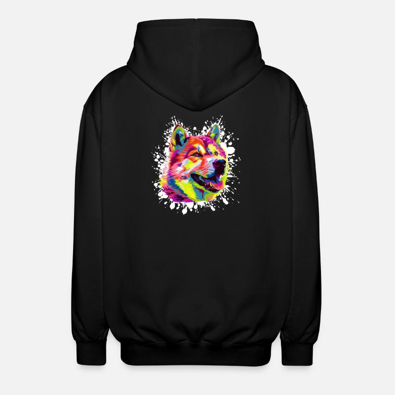 Buntes Hundeporträt im PopArt Stil - Unisex Kapuzenjacke - Schwarz