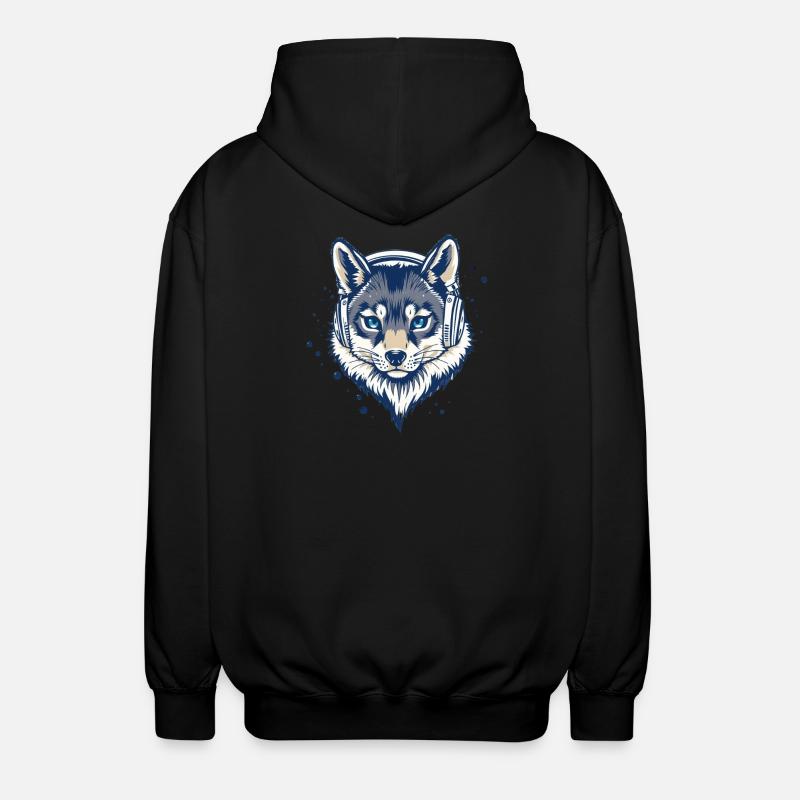 renard cool avec des écouteurs - Veste à capuche unisexe - noir