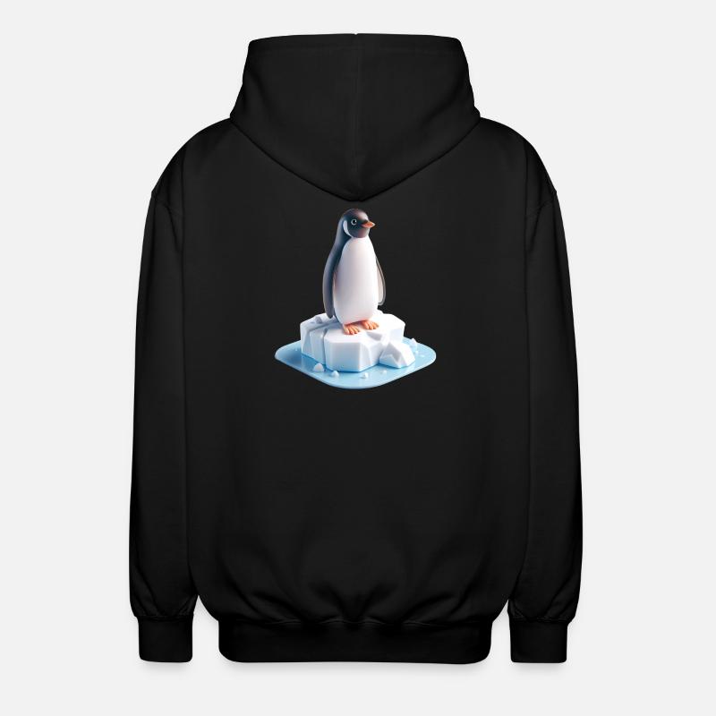 Pinguin auf Eisblock 3D - Unisex Hooded Jacket - black
