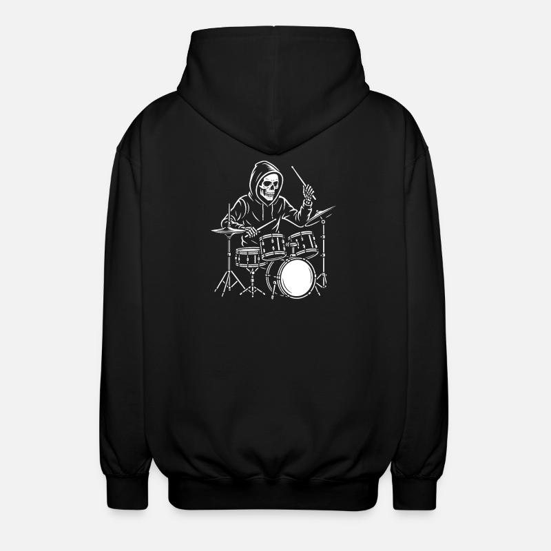 Grim Reaper plays drums - Unisex Hooded Jacket - black