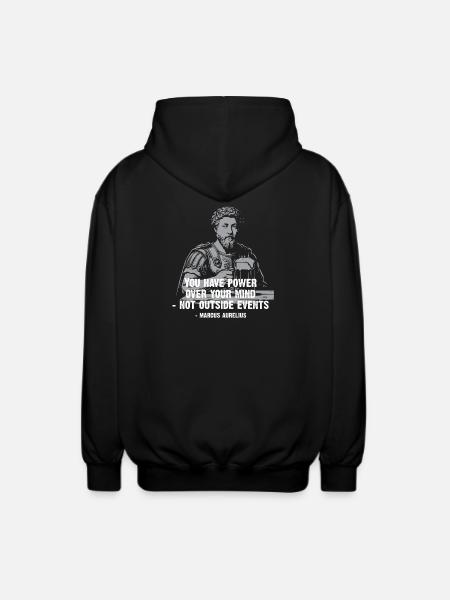 Marcus Aurelius Stoic Quote with Beer - Unisex Hooded Jacket - black