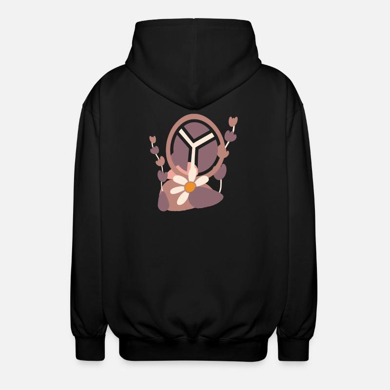 Signe de paix avec fleur - Veste à capuche unisexe - noir