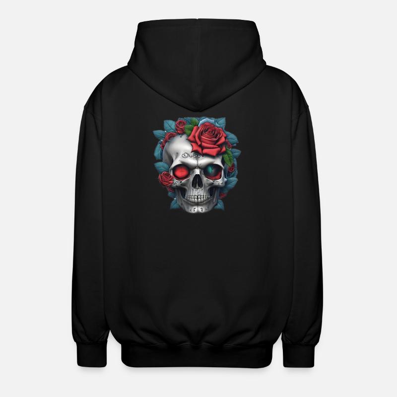Crâne avec des roses - Veste à capuche unisexe - noir