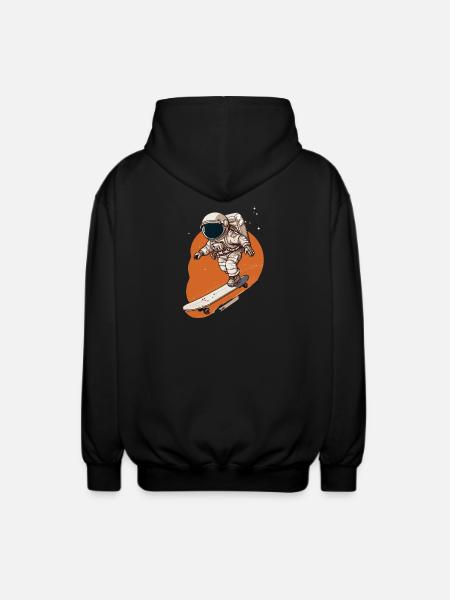 Astronaut Skateboarder in Orbit - Unisex Hooded Jacket - black
