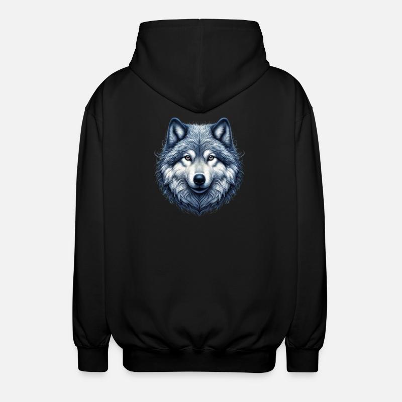 Wolf - Unisex Hooded Jacket - black