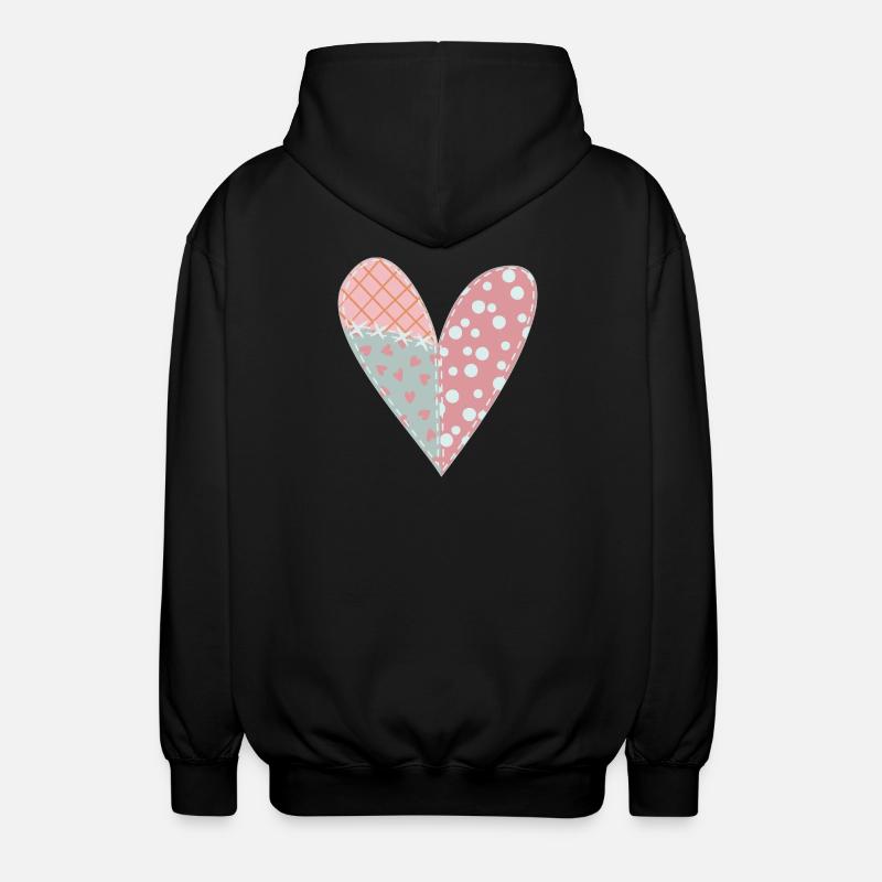 Patchwork Herz Nr. 6 - Unisex Kapuzenjacke - Schwarz