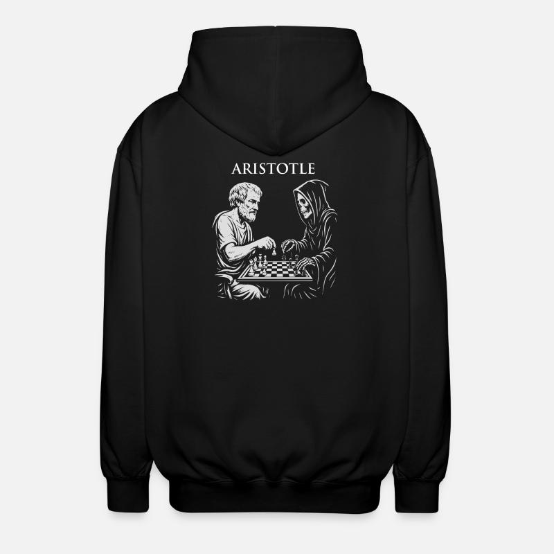Aristoteles und grimmiger Raper Schachillustration - Unisex Kapuzenjacke - Schwarz