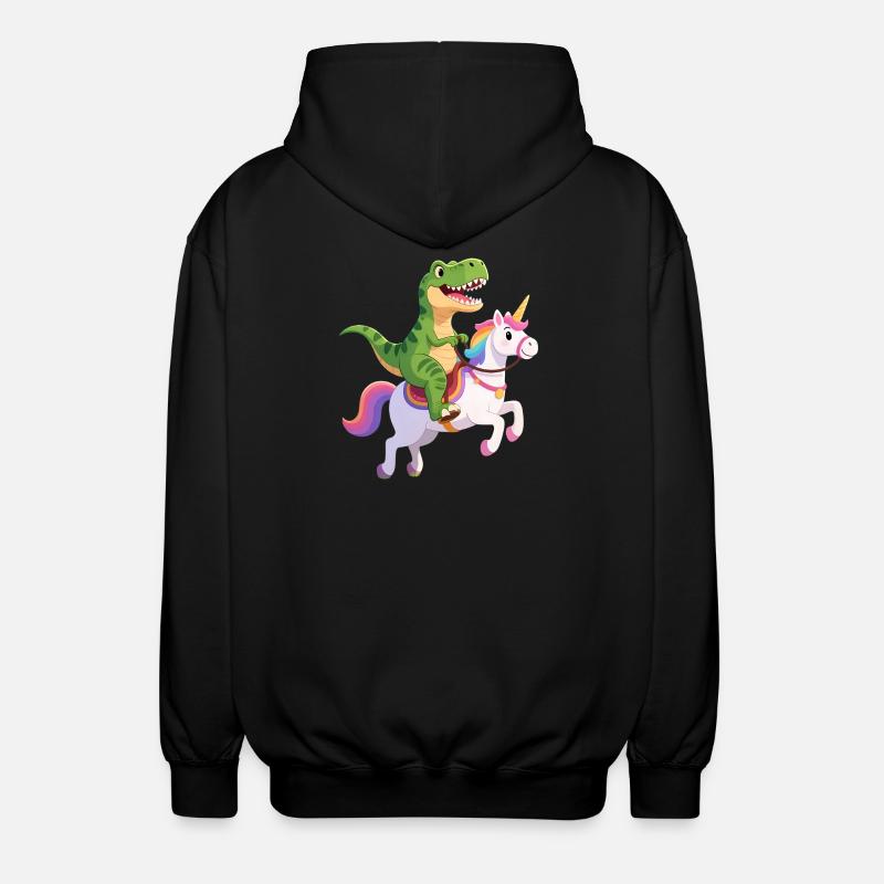 T-Rex auf Einhorn – Fantasy Clash - Unisex Kapuzenjacke - Schwarz