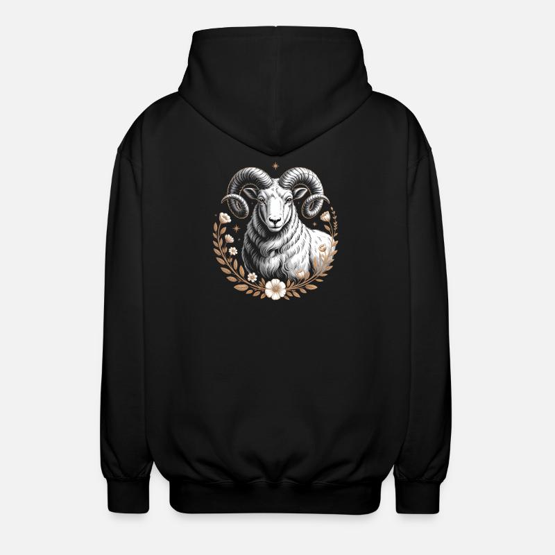Widder Sternzeichen Mit Blumen Und Sternen - Unisex Kapuzenjacke - Schwarz