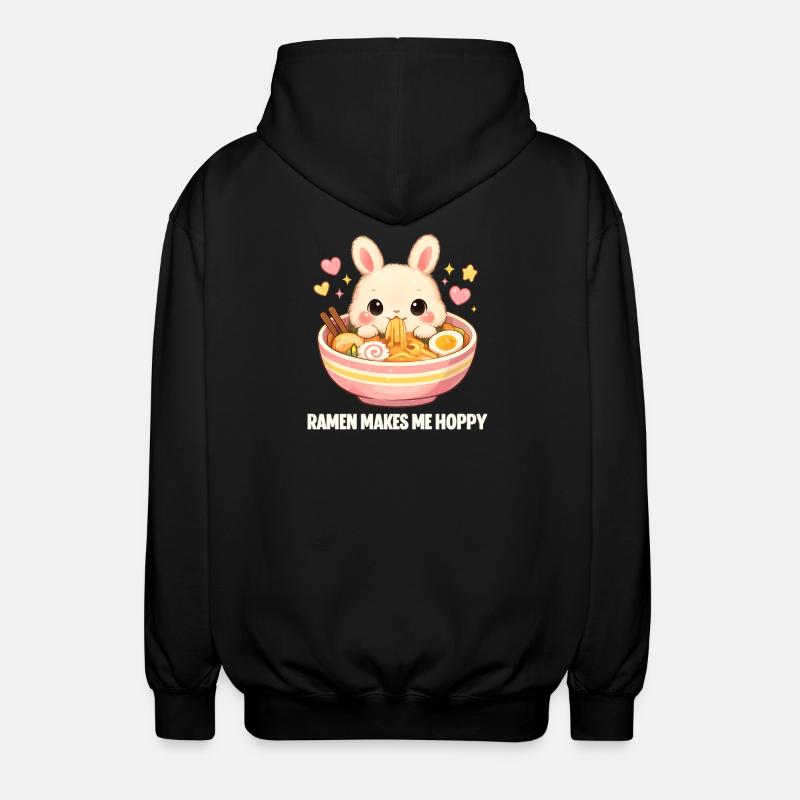 Ramen makes me happy - Unisex Hooded Jacket - black