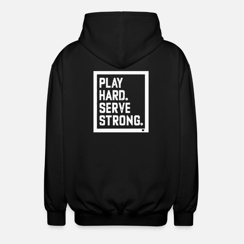Spiel hart Aufschlag stark - Unisex Kapuzenjacke - Schwarz