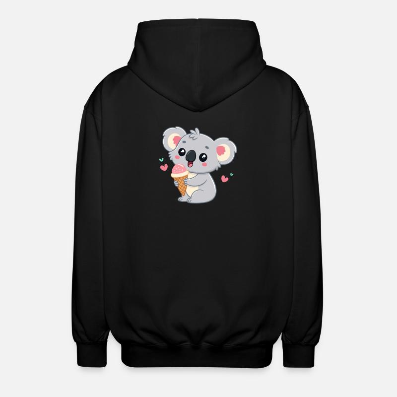 Pastell-Gourmet-Koala mit Eis - Unisex Kapuzenjacke - Schwarz