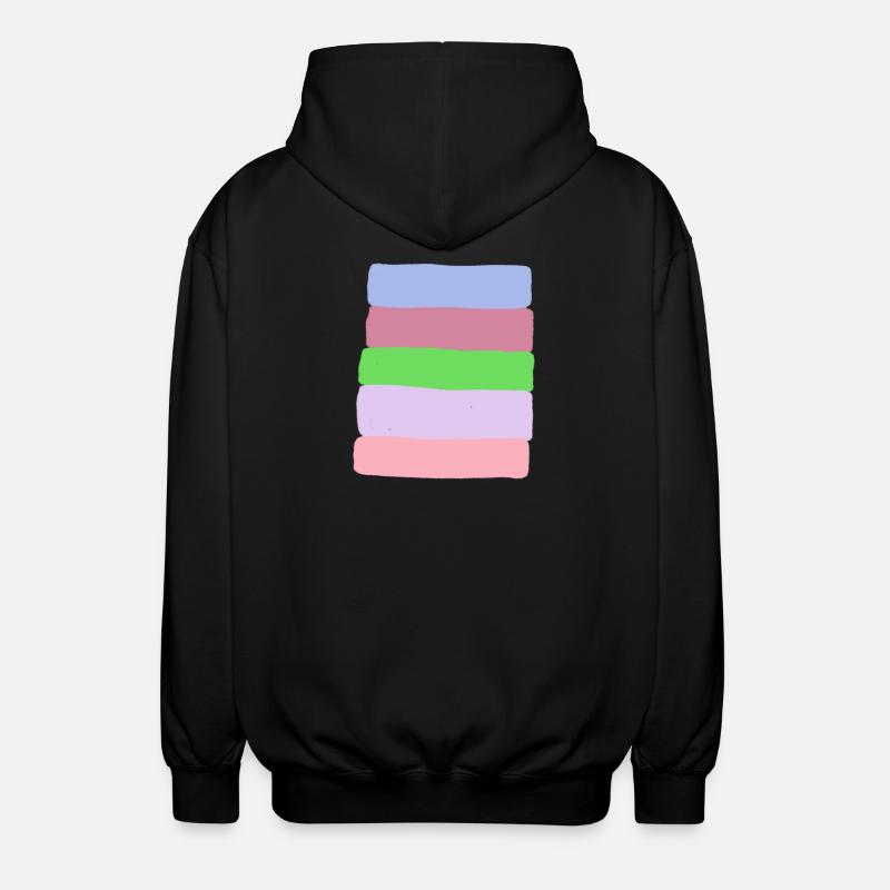 Pastel Stripe Stack - Unisex Hooded Jacket - black