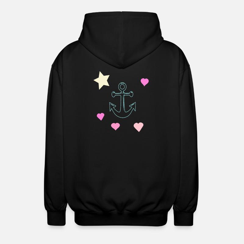Pastello Anchor Doodle con Cuori e Stella - Felpa unisex con cappuccio - nero