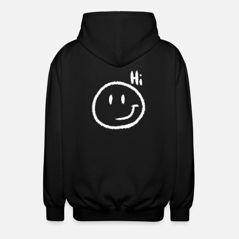 Hi Smile & Text | Chalk look - Unisex Hooded Jacket - black