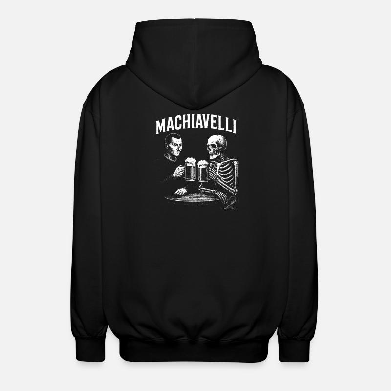 Machiavelli trinkt Bier mit Skeleton - Unisex Kapuzenjacke - Schwarz