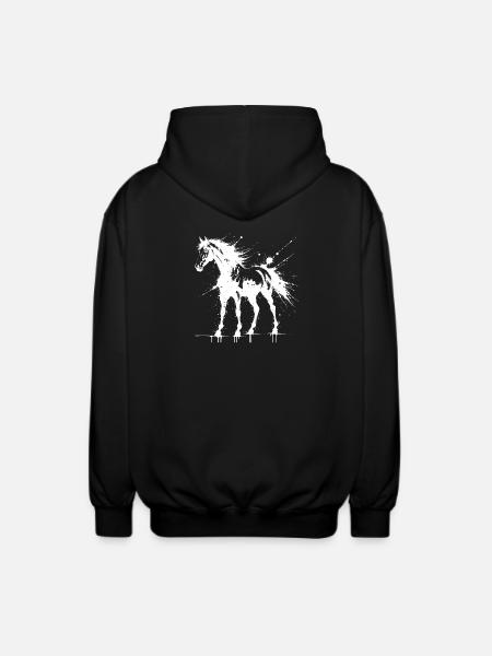 White Splash Pony-Kunst - Unisex Kapuzenjacke - Schwarz
